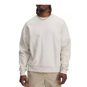 New Under Armour Men's Icon Rev Terry Crew, Cream Size Medium